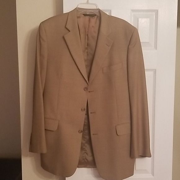 Bachrach Wool Suit Jacket Single Breasted Brown Men's Size 44 L - Picture 1 of 8